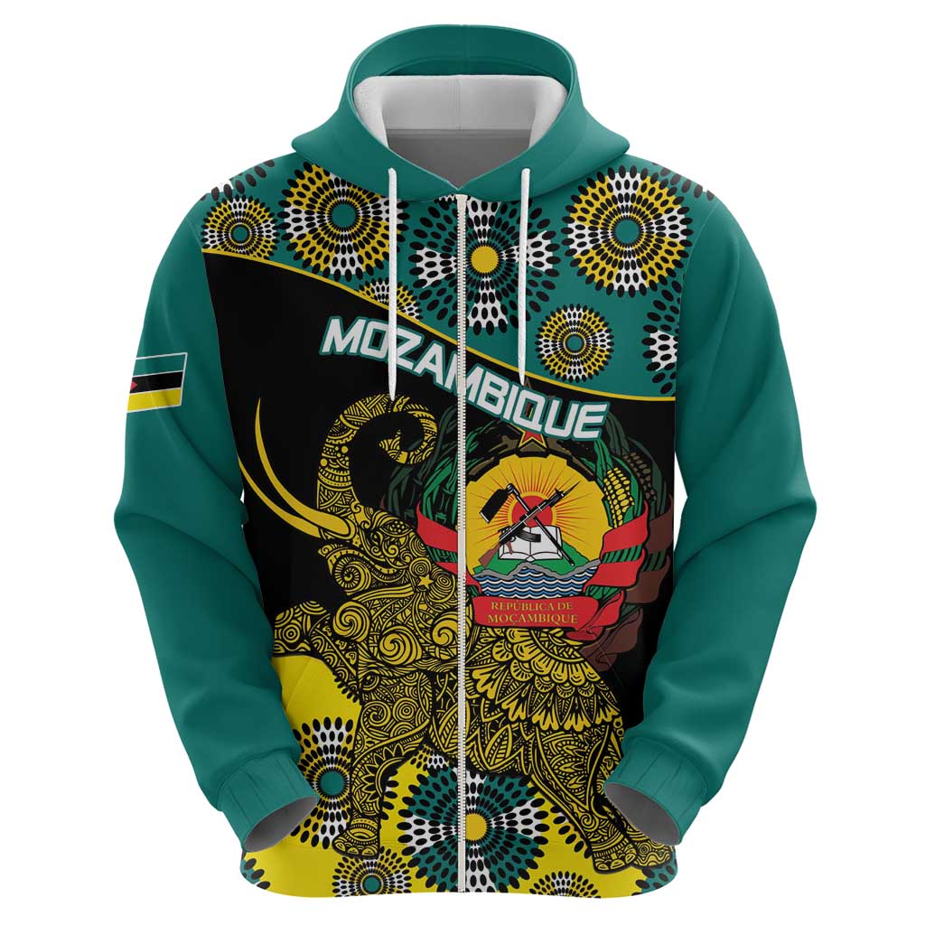Personalised Mozambique Hoodie African Elephant With Coat Of Arms LT15