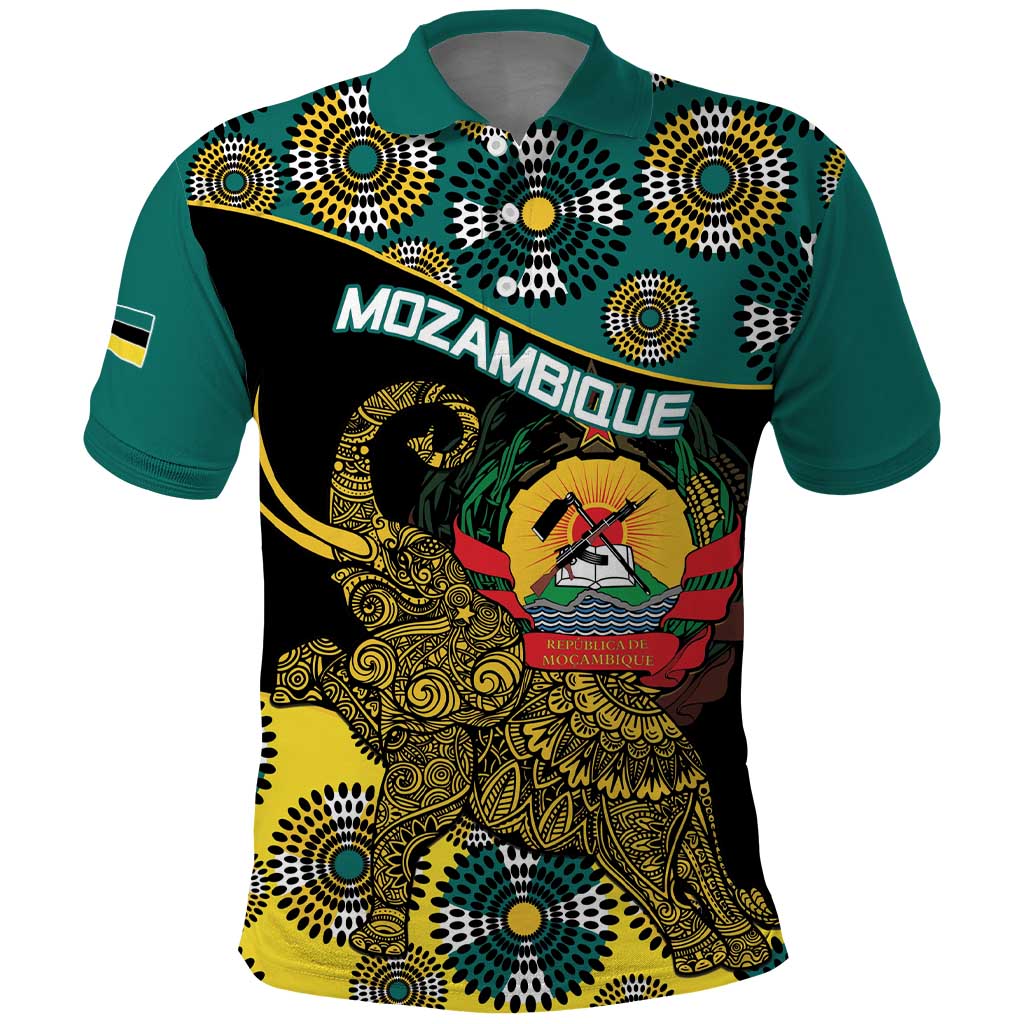 Personalised Mozambique Polo Shirt African Elephant With Coat Of Arms LT15