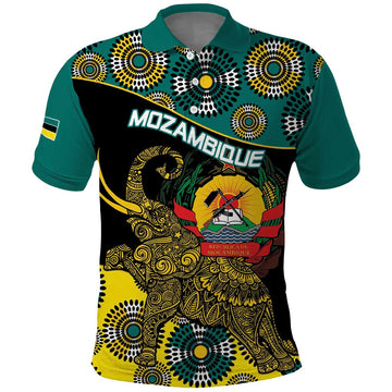 Personalised Mozambique Polo Shirt African Elephant With Coat Of Arms LT15
