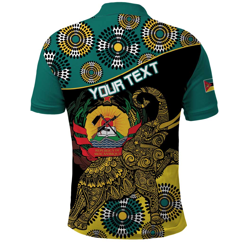 Personalised Mozambique Polo Shirt African Elephant With Coat Of Arms LT15