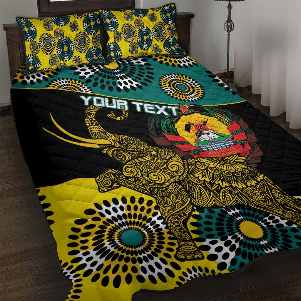 Personalized Mozambique Quilt Bed Set African Elephant With Capunala Pattern LT15