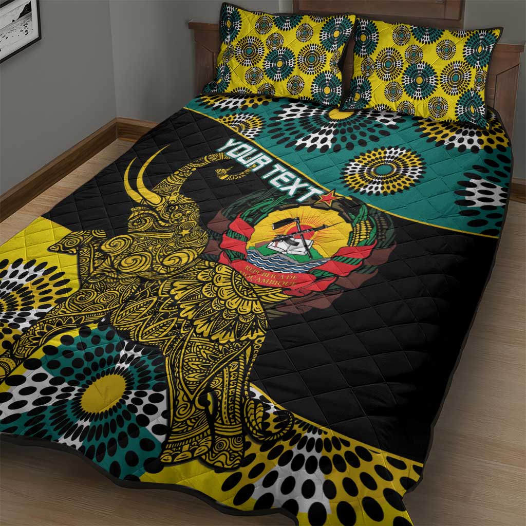Personalized Mozambique Quilt Bed Set African Elephant With Capunala Pattern LT15