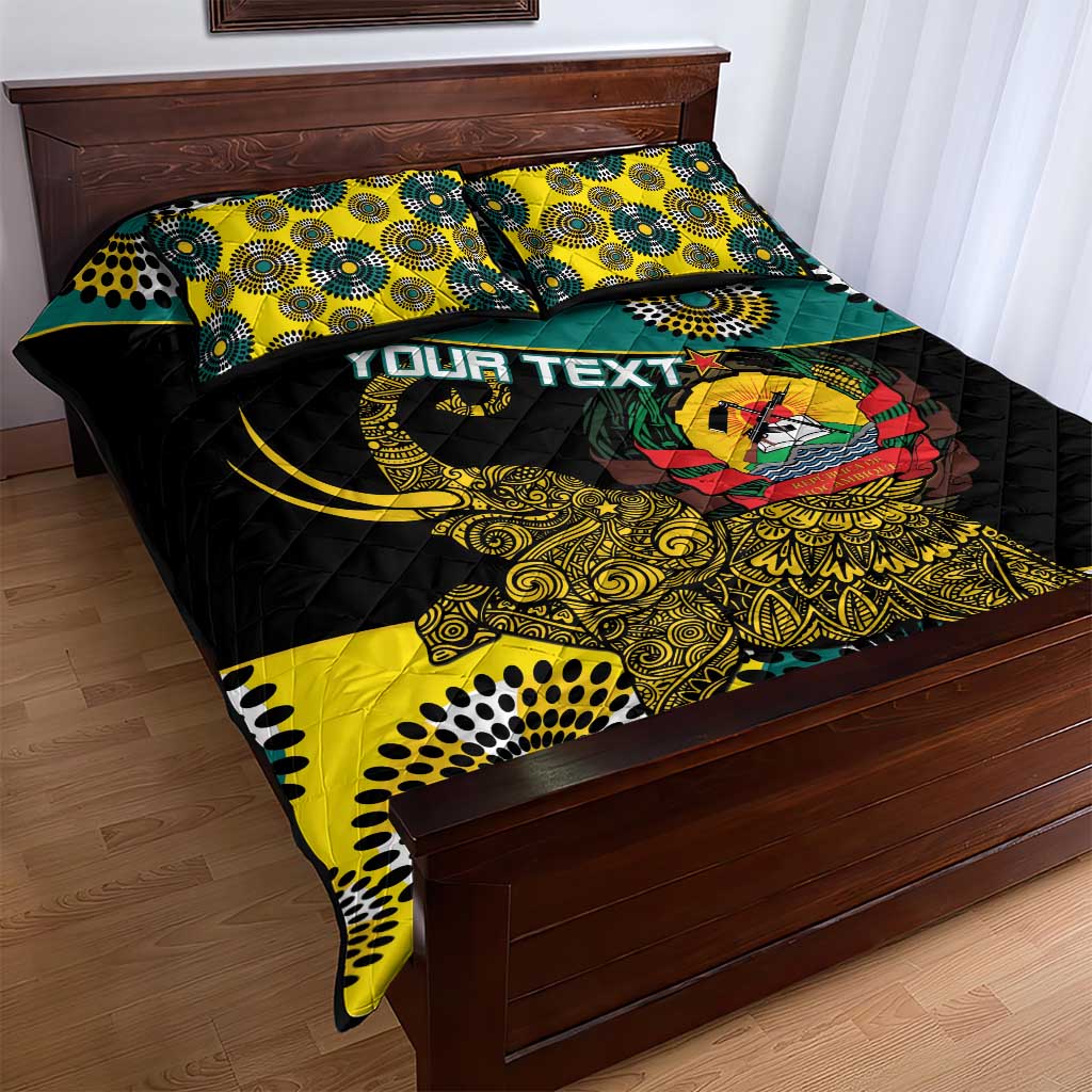 Personalized Mozambique Quilt Bed Set African Elephant With Capunala Pattern LT15