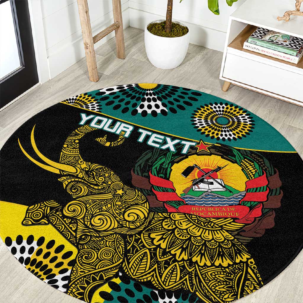 Personalized Mozambique Round Carpet African Elephant With Capunala Pattern LT15