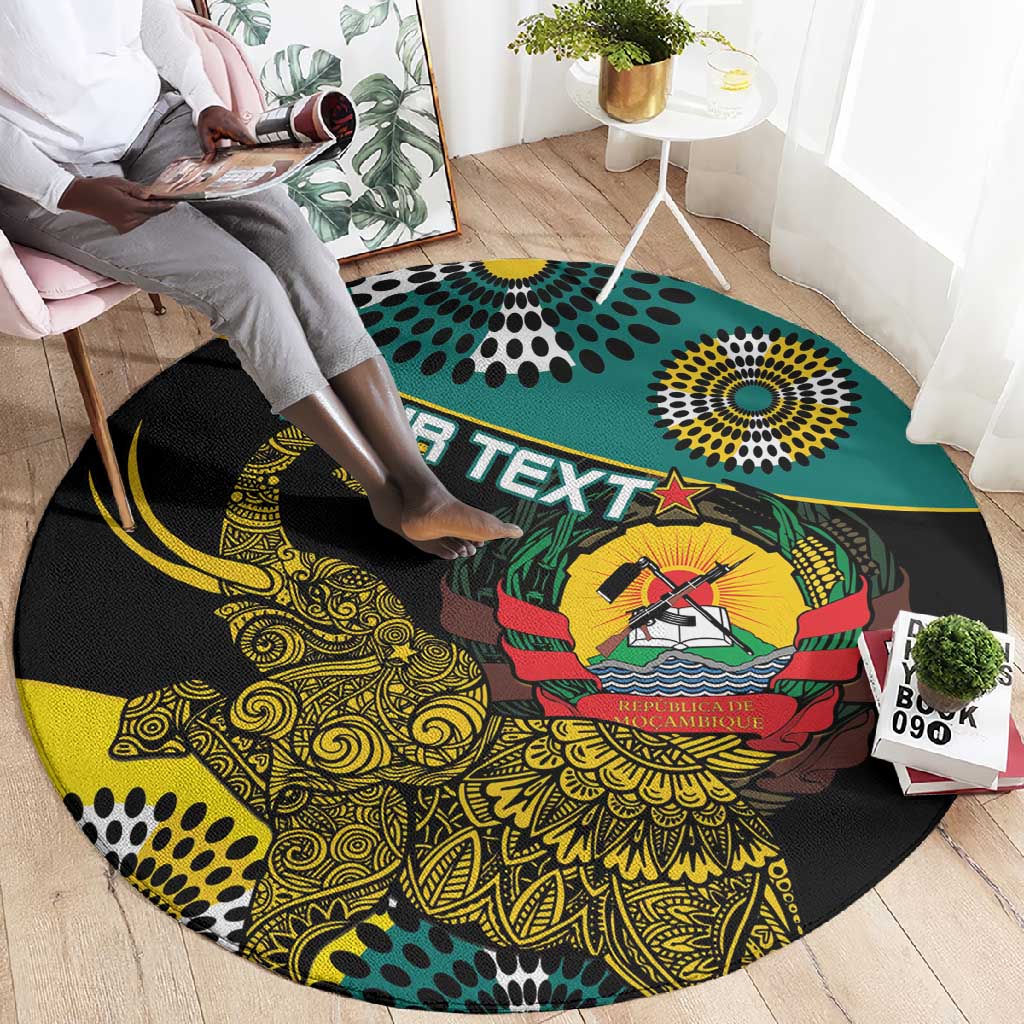Personalized Mozambique Round Carpet African Elephant With Capunala Pattern LT15