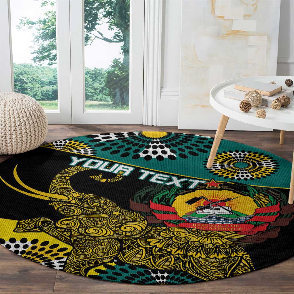 Personalized Mozambique Round Carpet African Elephant With Capunala Pattern LT15