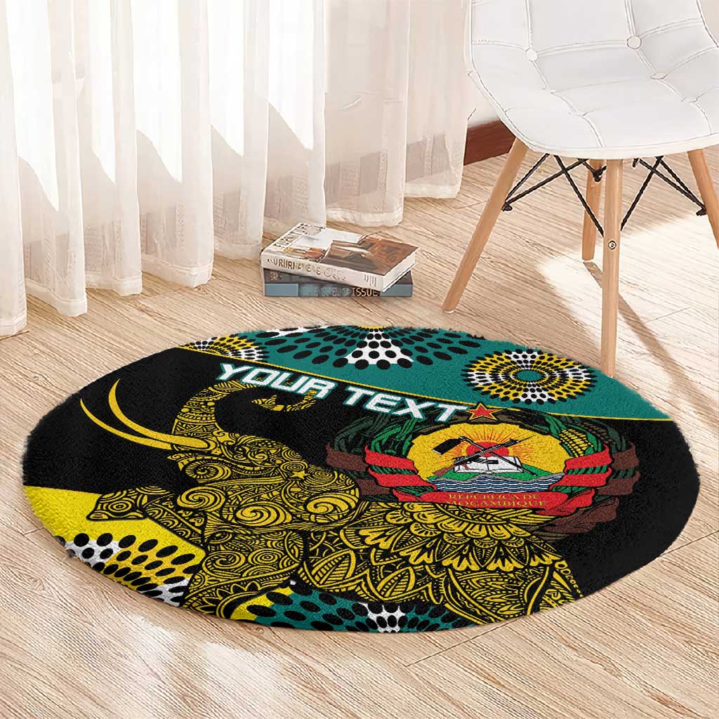 Personalized Mozambique Round Carpet African Elephant With Capunala Pattern LT15