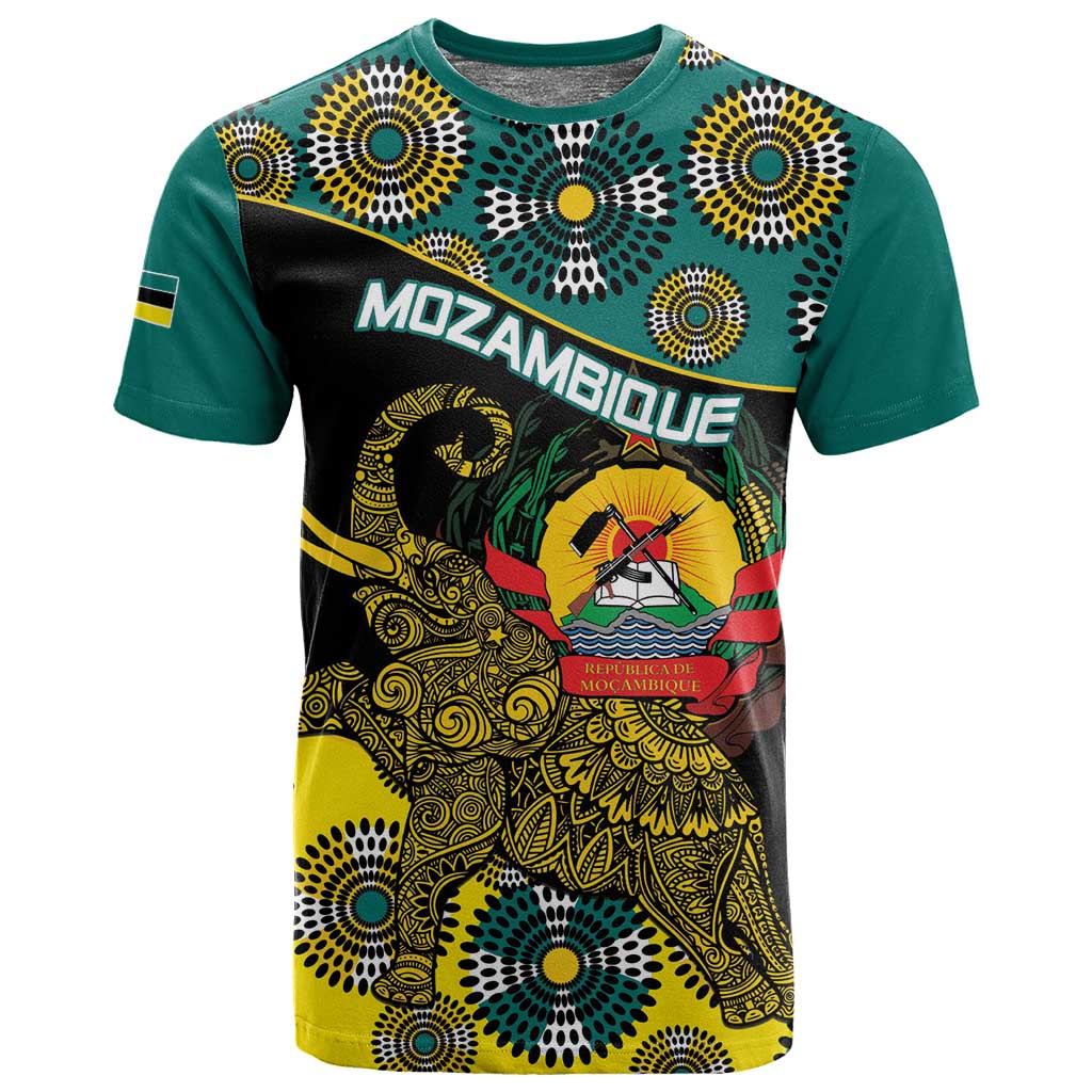 Personalized Mozambique T shirt African Elephant With Capunala Pattern LT15