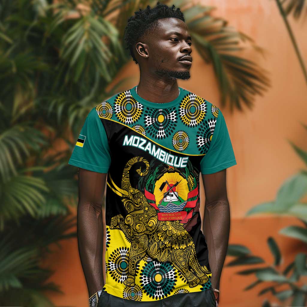 Personalized Mozambique T shirt African Elephant With Capunala Pattern LT15