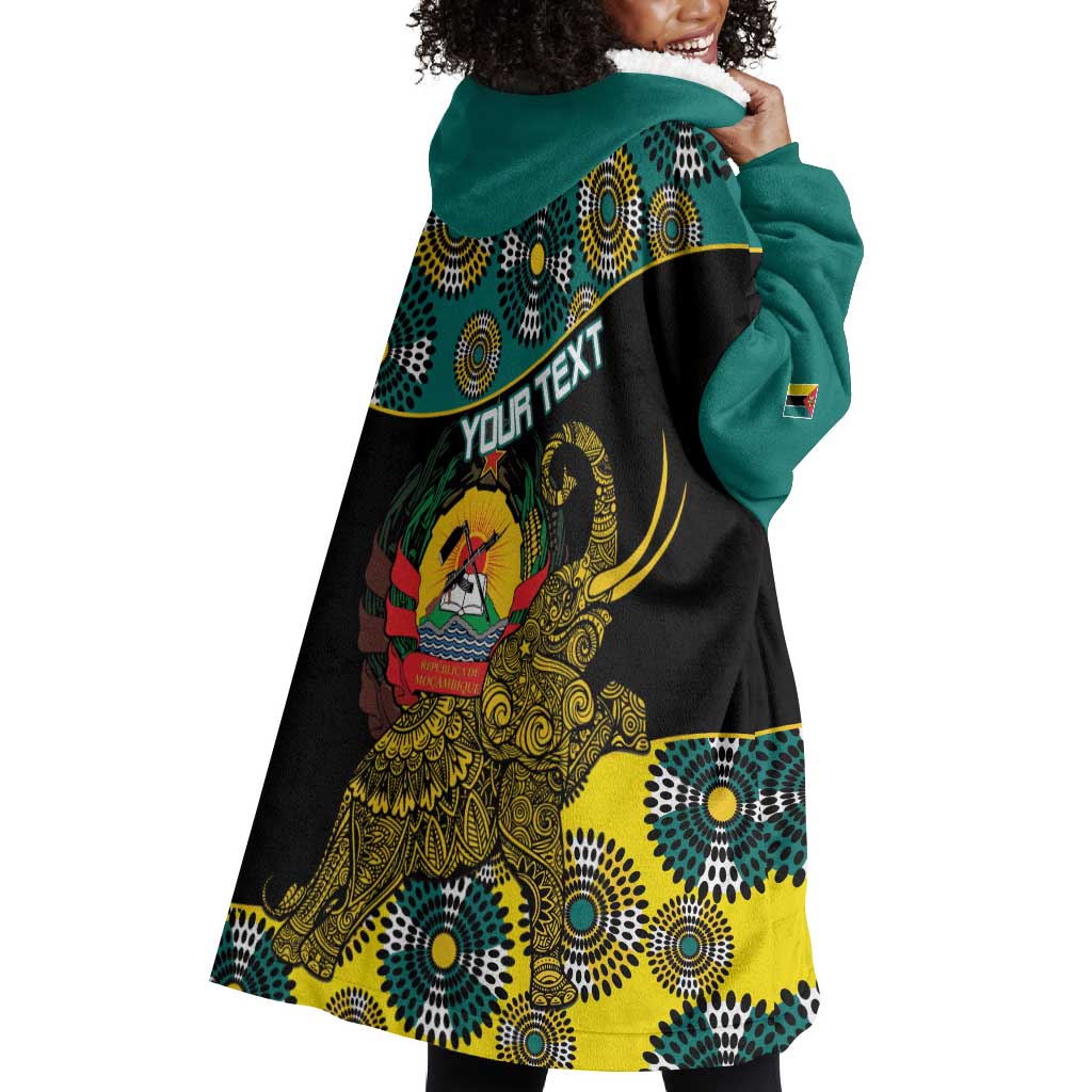 Personalized Mozambique Wearable Blanket Hoodie African Elephant With Capunala Pattern LT15