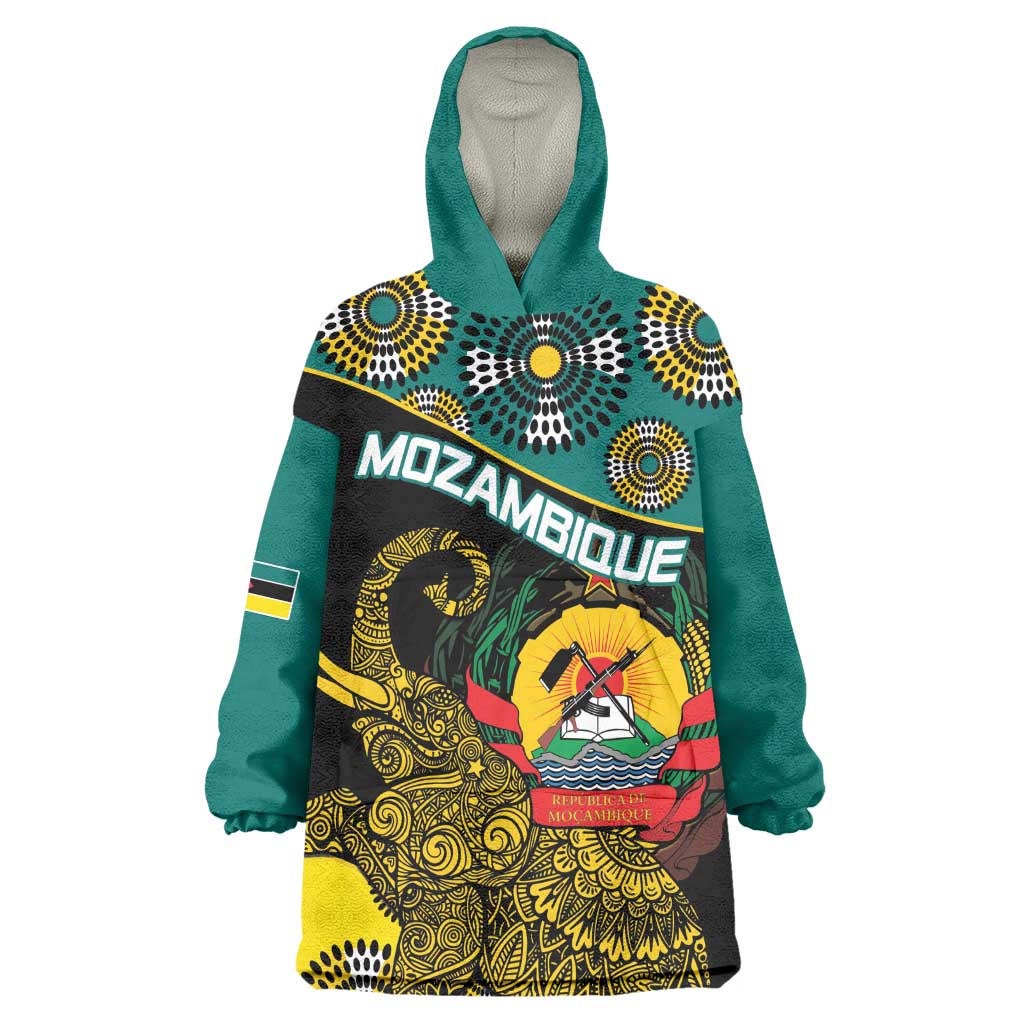 Personalized Mozambique Wearable Blanket Hoodie African Elephant With Capunala Pattern LT15