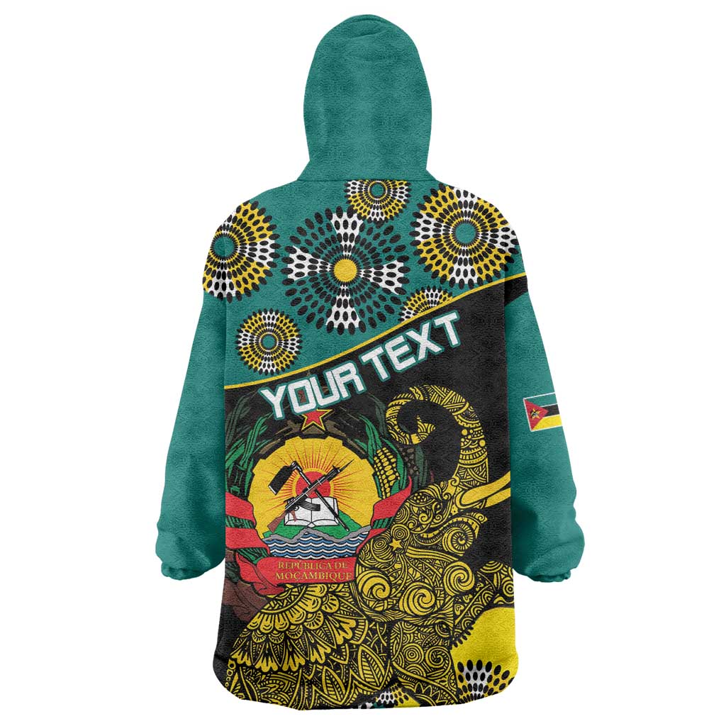 Personalized Mozambique Wearable Blanket Hoodie African Elephant With Capunala Pattern LT15