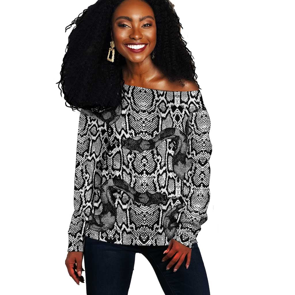 Snake African Skin Animals Pattern Off Shoulder Sweater LT15