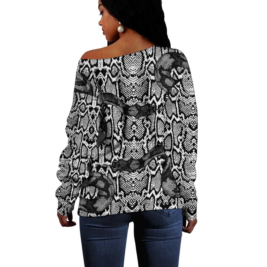 Snake African Skin Animals Pattern Off Shoulder Sweater LT15