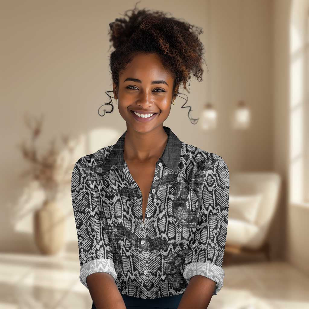 Snake African Skin Animals Pattern Women Casual Shirt LT15