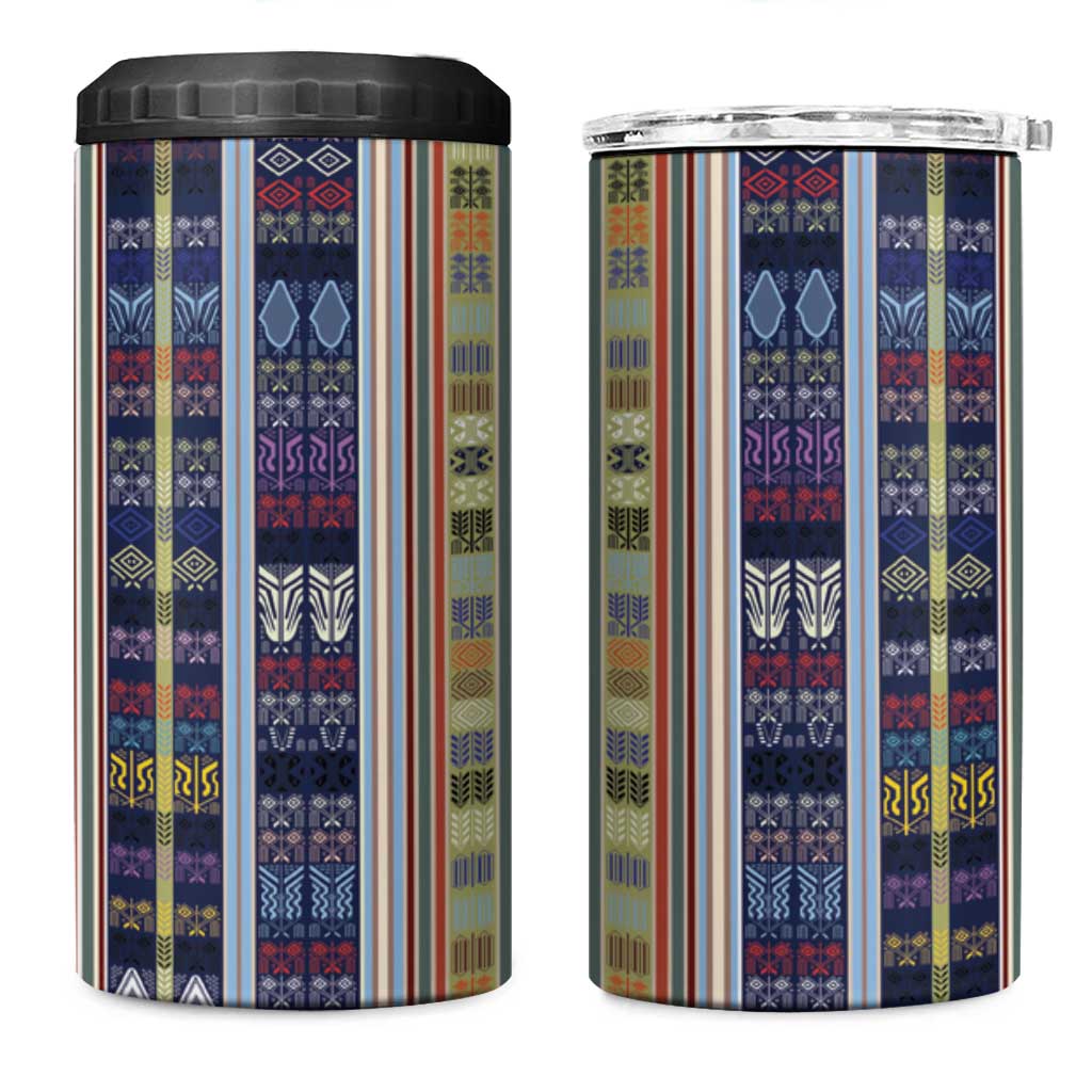 Lamba Mpanjaka Malagasy Traditional Pattern 4 in 1 Can Cooler Tumbler LT15