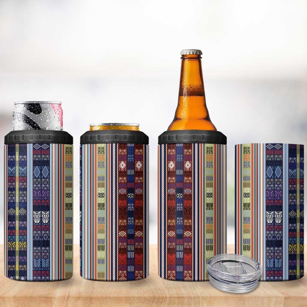Lamba Mpanjaka Malagasy Traditional Pattern 4 in 1 Can Cooler Tumbler LT15