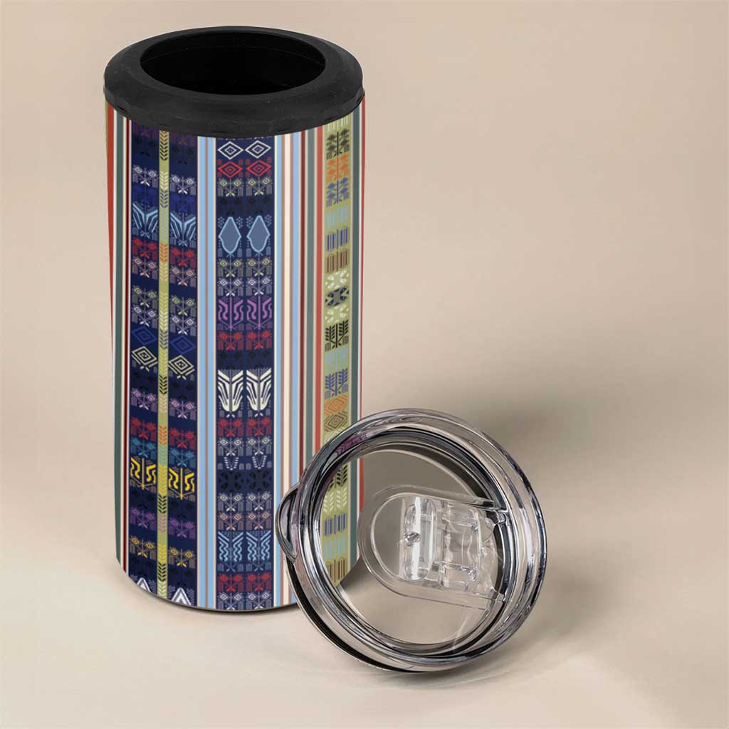 Lamba Mpanjaka Malagasy Traditional Pattern 4 in 1 Can Cooler Tumbler LT15