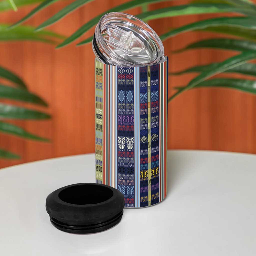 Lamba Mpanjaka Malagasy Traditional Pattern 4 in 1 Can Cooler Tumbler LT15