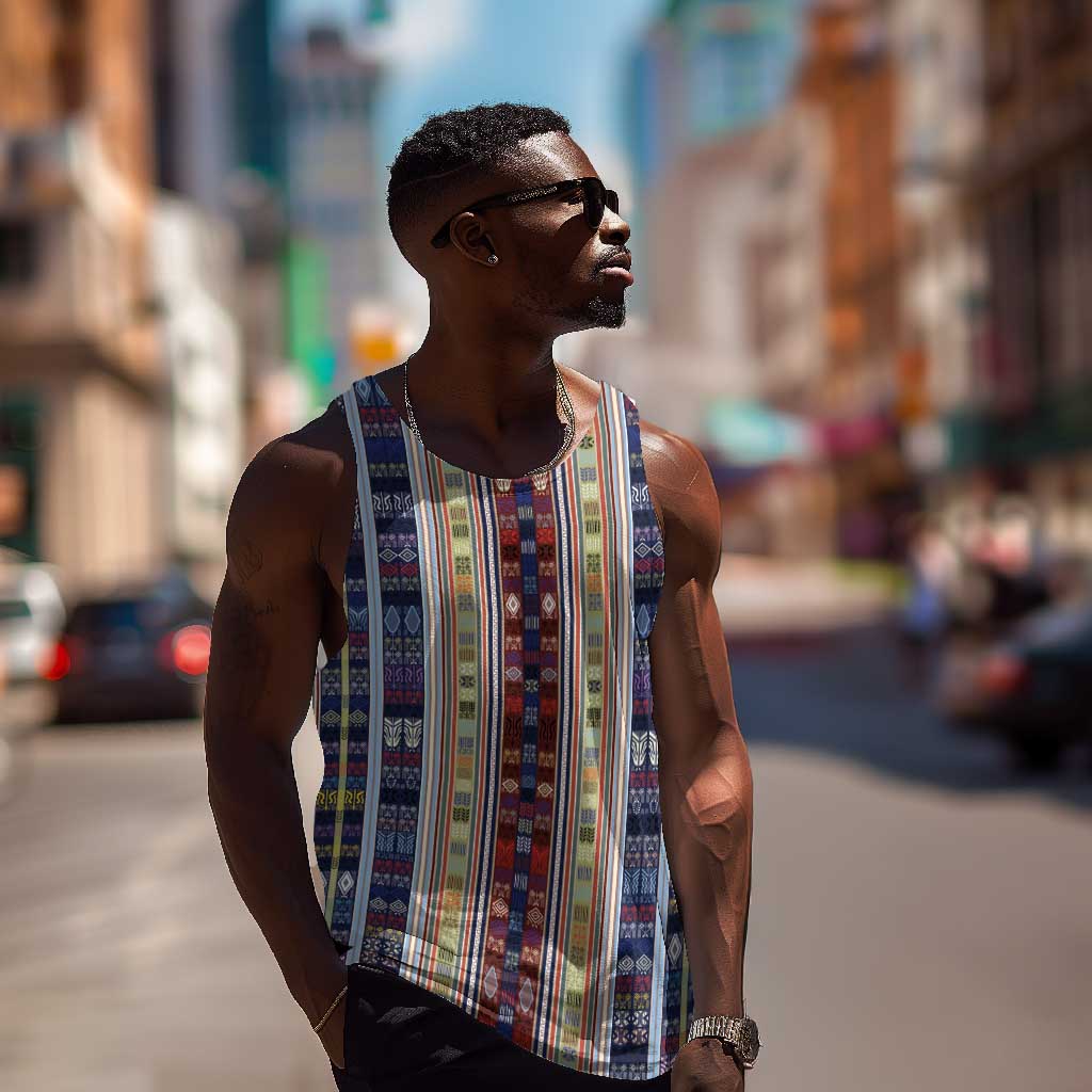 Lamba Mpanjaka Malagasy Traditional Pattern Men Tank Top LT15