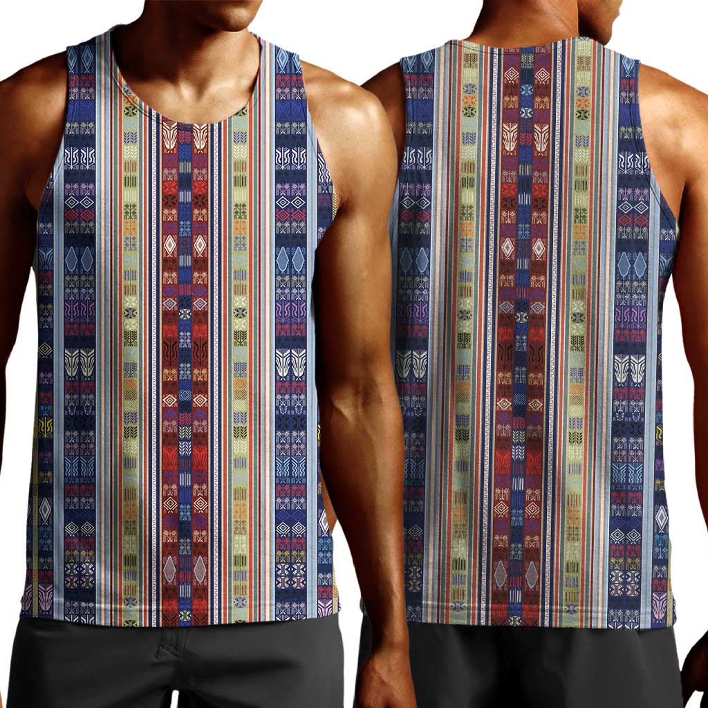 Lamba Mpanjaka Malagasy Traditional Pattern Men Tank Top LT15