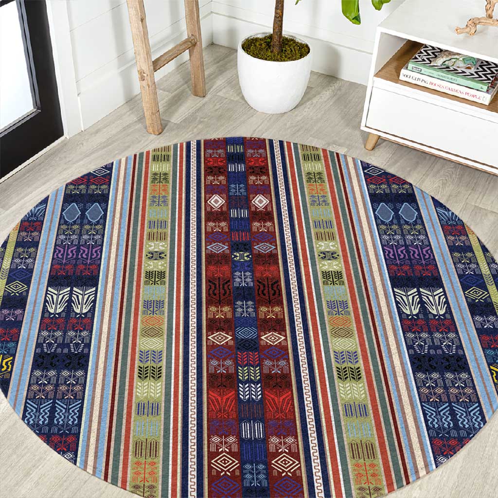 Lamba Mpanjaka Malagasy Traditional Pattern Round Carpet LT15