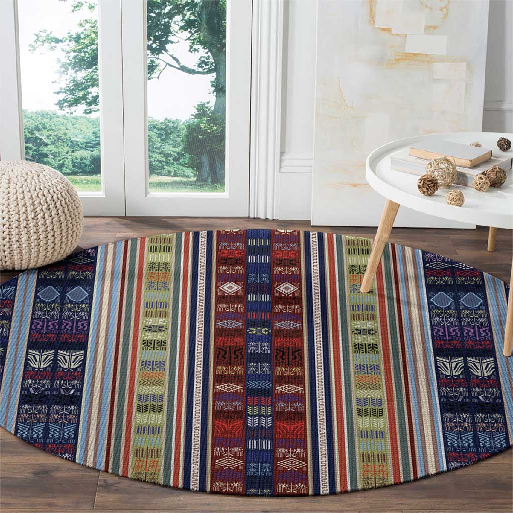 Lamba Mpanjaka Malagasy Traditional Pattern Round Carpet LT15