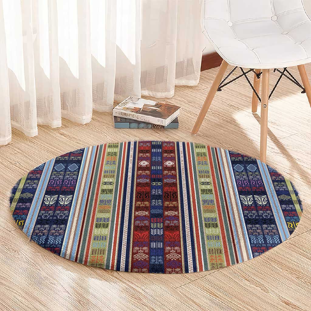 Lamba Mpanjaka Malagasy Traditional Pattern Round Carpet LT15