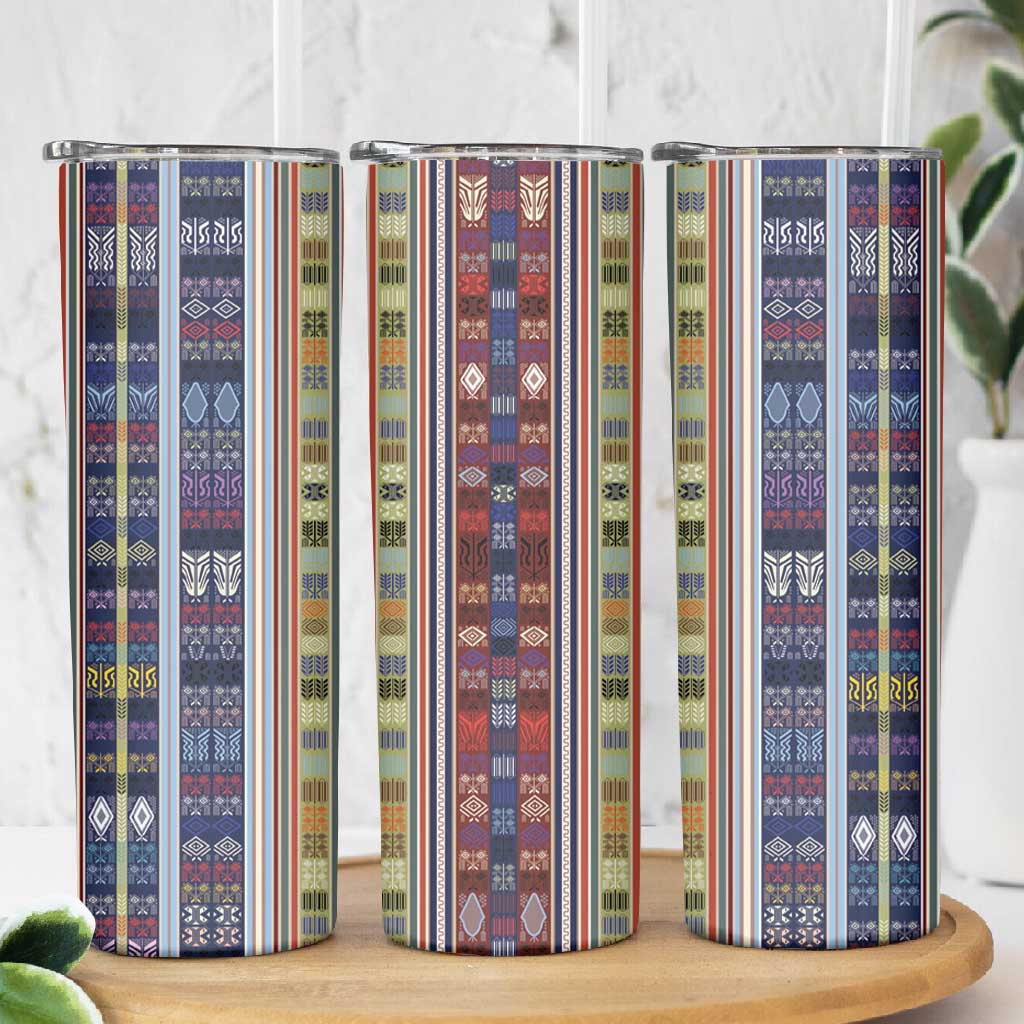 Lamba Mpanjaka Malagasy Traditional Pattern Skinny Tumbler LT15