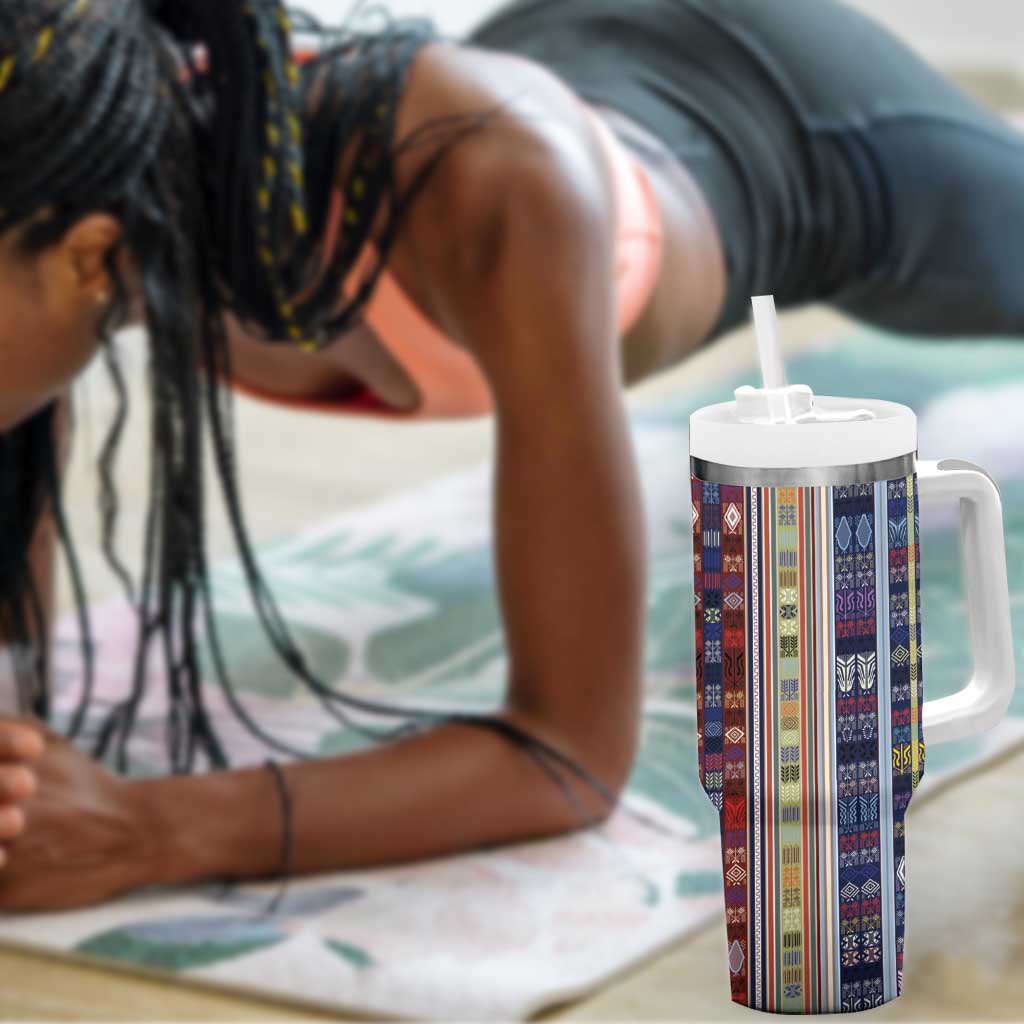 Lamba Mpanjaka Malagasy Traditional Pattern Tumbler With Handle LT15
