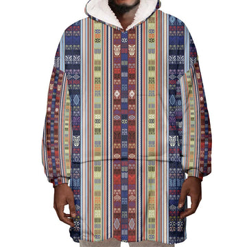 Lamba Mpanjaka Malagasy Traditional Pattern Wearable Blanket Hoodie LT15