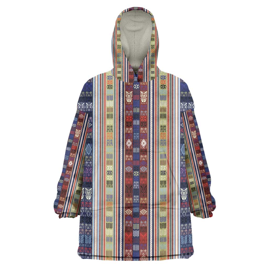 Lamba Mpanjaka Malagasy Traditional Pattern Wearable Blanket Hoodie LT15
