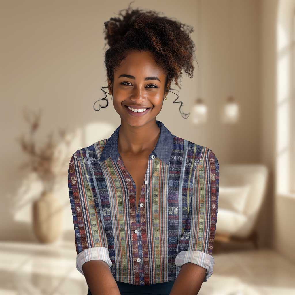 Lamba Mpanjaka Malagasy Traditional Pattern Women Casual Shirt LT15