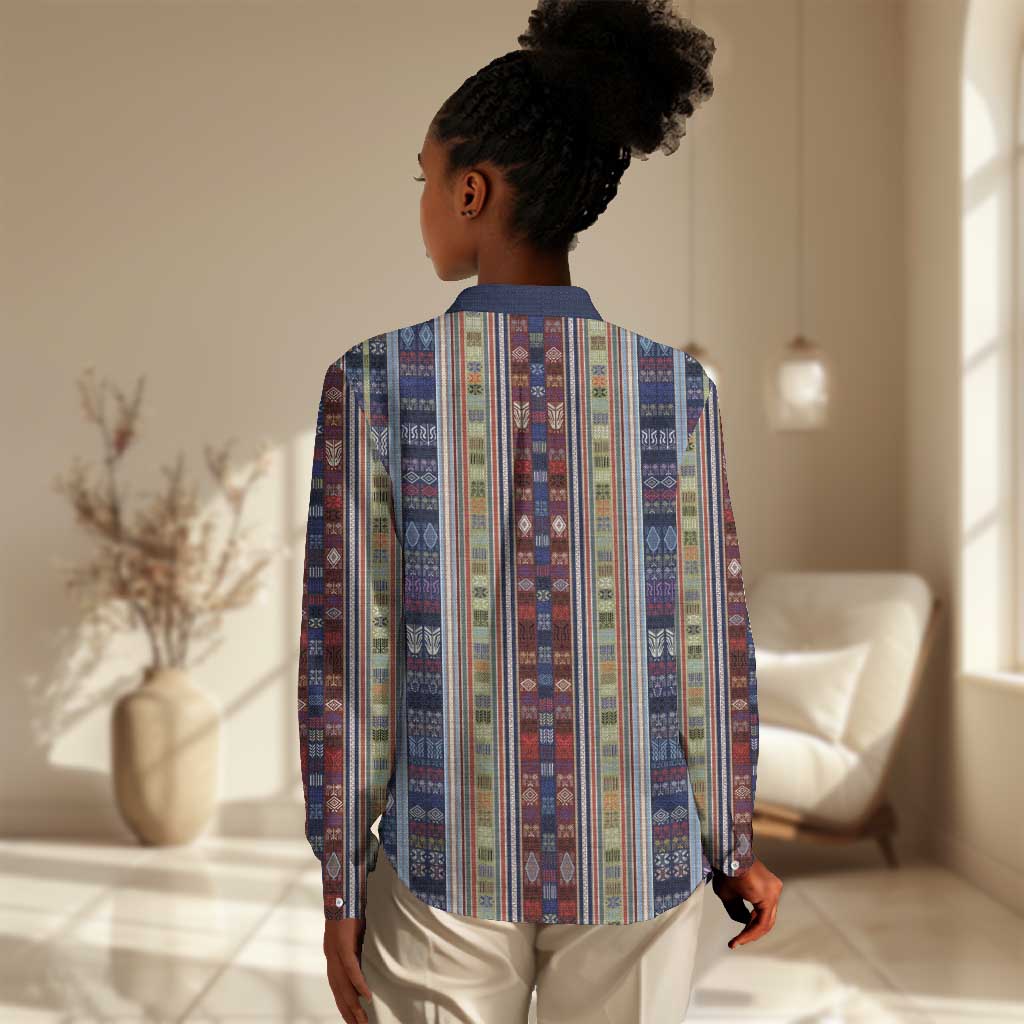 Lamba Mpanjaka Malagasy Traditional Pattern Women Casual Shirt LT15