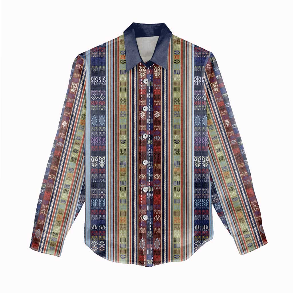 Lamba Mpanjaka Malagasy Traditional Pattern Women Casual Shirt LT15
