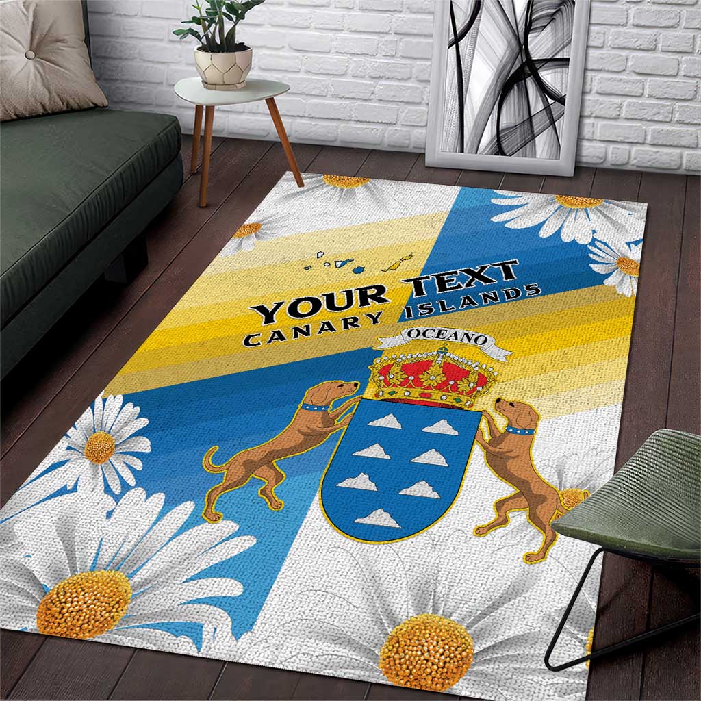 Personalized Canary Islands Area Rug Coat Of Arms Argyranthemum Frutescens LT15