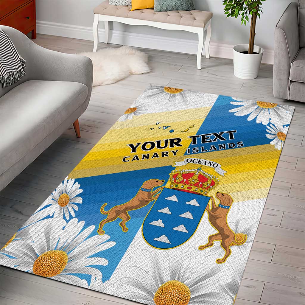 Personalized Canary Islands Area Rug Coat Of Arms Argyranthemum Frutescens LT15