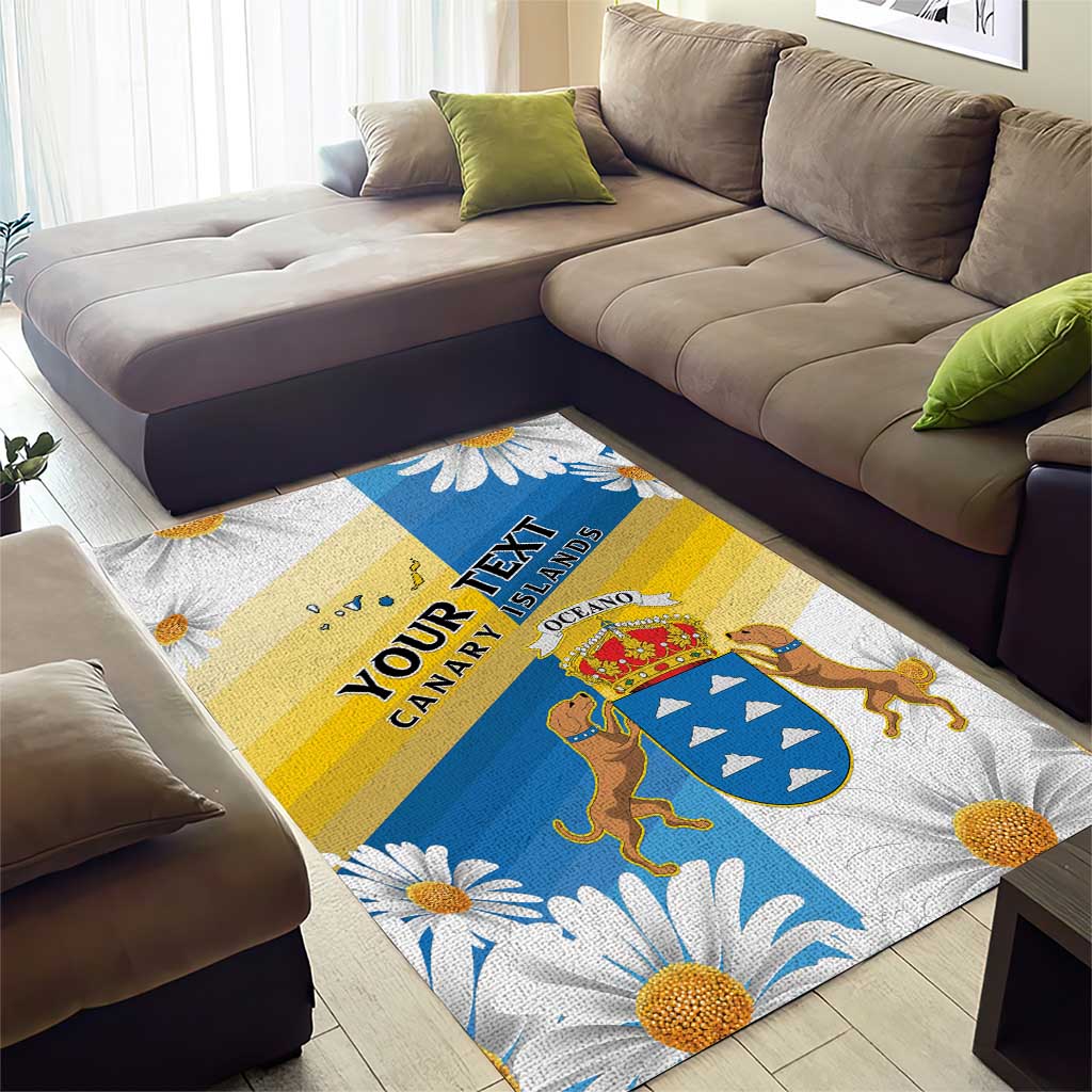 Personalized Canary Islands Area Rug Coat Of Arms Argyranthemum Frutescens LT15