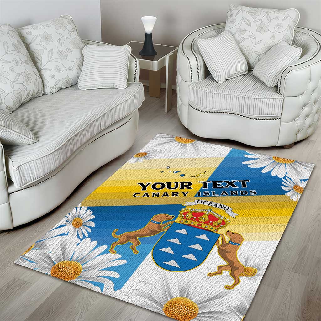 Personalized Canary Islands Area Rug Coat Of Arms Argyranthemum Frutescens LT15