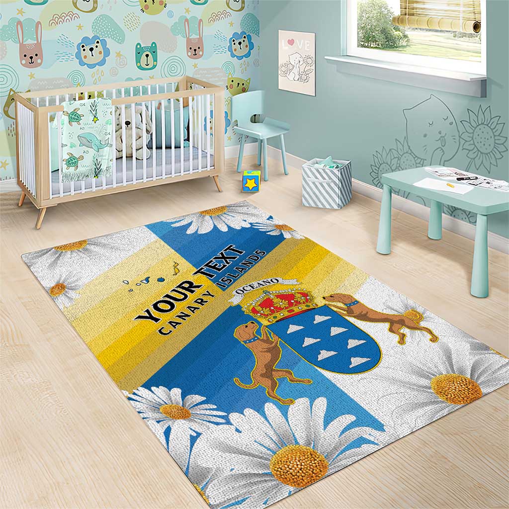 Personalized Canary Islands Area Rug Coat Of Arms Argyranthemum Frutescens LT15