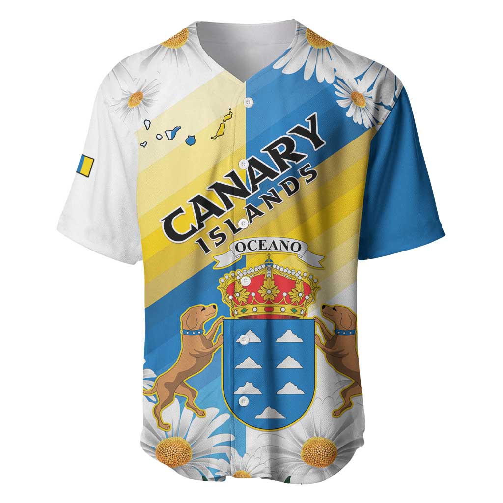Personalized Canary Islands Baseball Jersey Coat Of Arms Argyranthemum Frutescens LT15