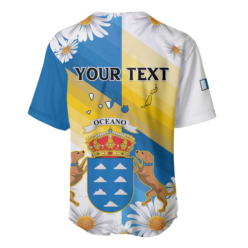 Personalized Canary Islands Baseball Jersey Coat Of Arms Argyranthemum Frutescens LT15