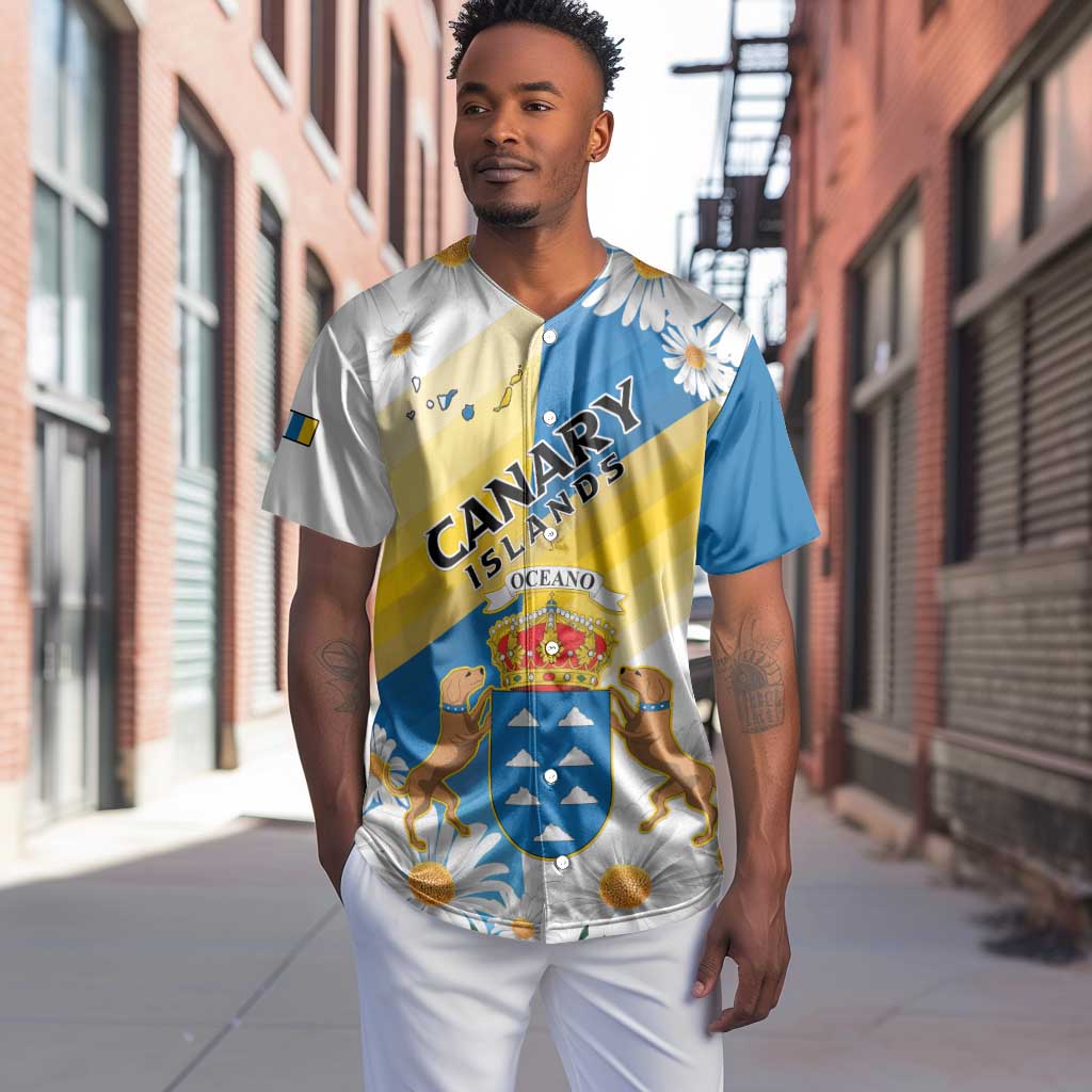 Personalized Canary Islands Baseball Jersey Coat Of Arms Argyranthemum Frutescens LT15