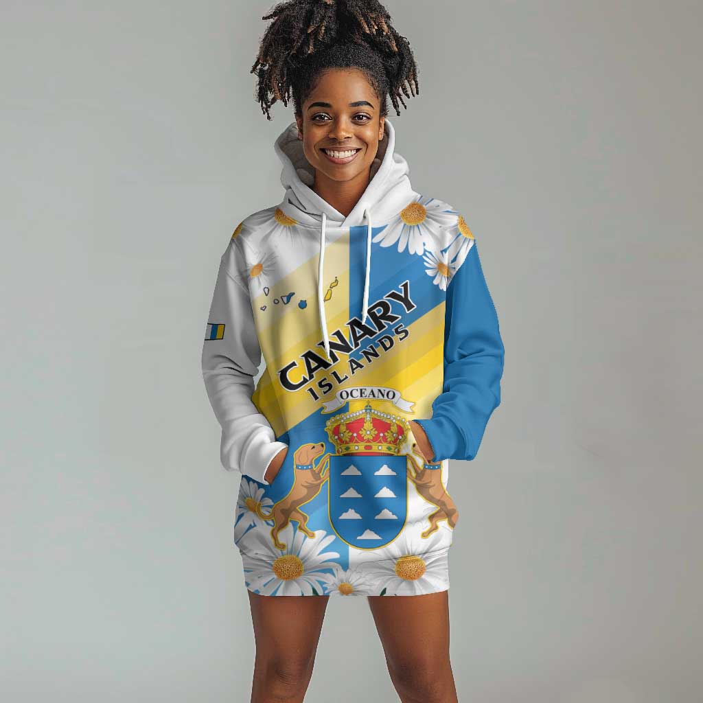 Personalized Canary Islands Hoodie Dress Coat Of Arms Argyranthemum Frutescens LT15