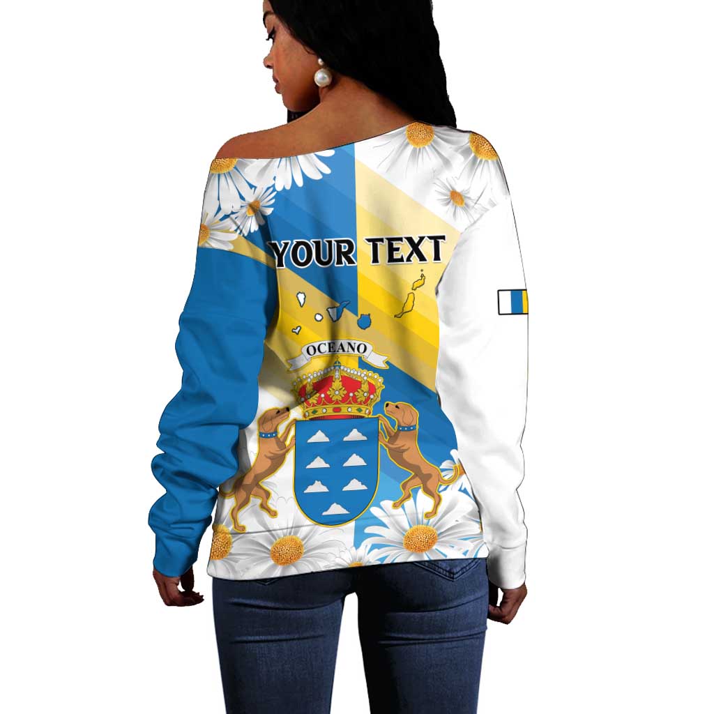 Personalized Canary Islands Off Shoulder Sweater Coat Of Arms Argyranthemum Frutescens LT15