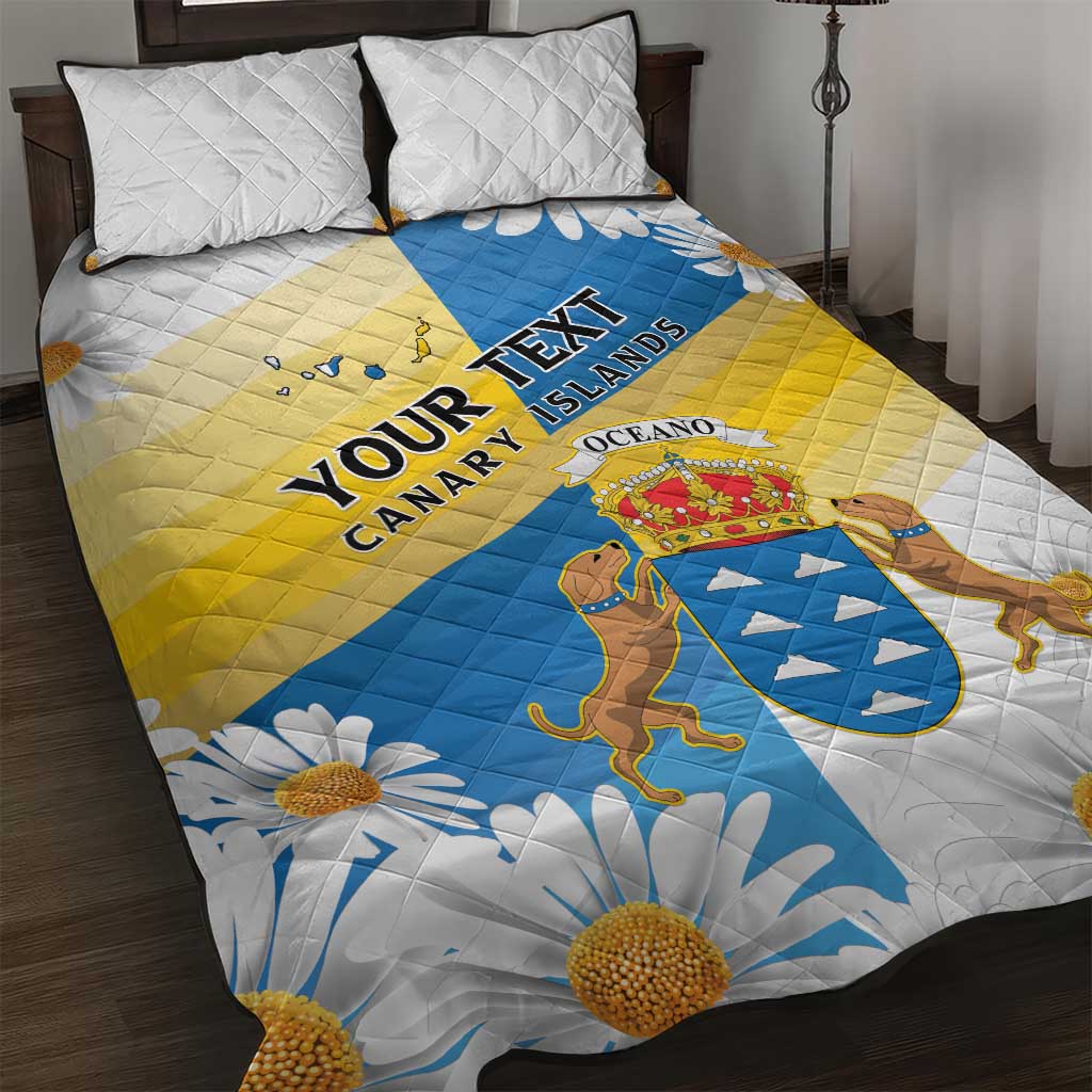 Personalized Canary Islands Quilt Bed Set Coat Of Arms Argyranthemum Frutescens LT15