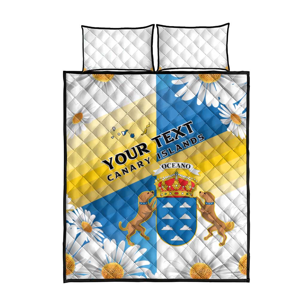 Personalized Canary Islands Quilt Bed Set Coat Of Arms Argyranthemum Frutescens LT15