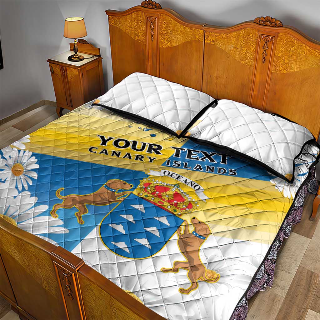 Personalized Canary Islands Quilt Bed Set Coat Of Arms Argyranthemum Frutescens LT15