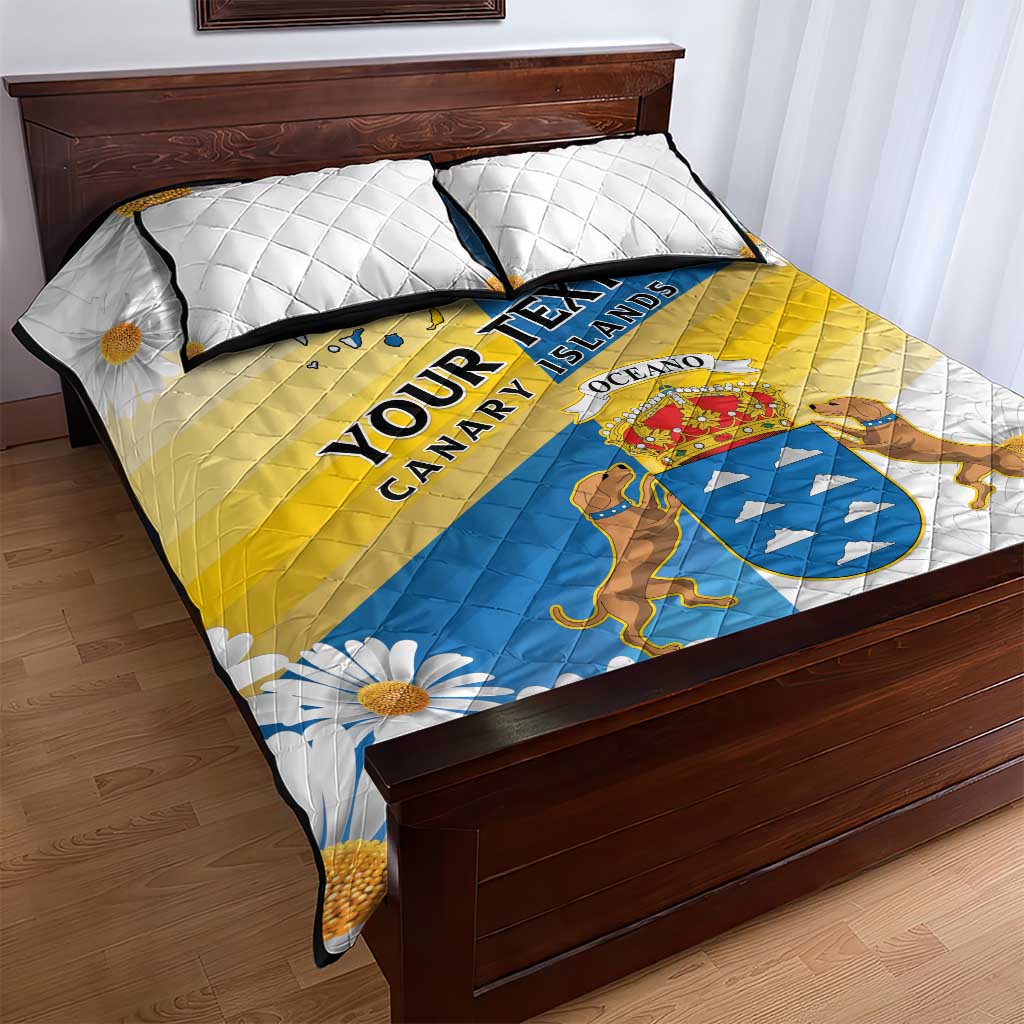 Personalized Canary Islands Quilt Bed Set Coat Of Arms Argyranthemum Frutescens LT15