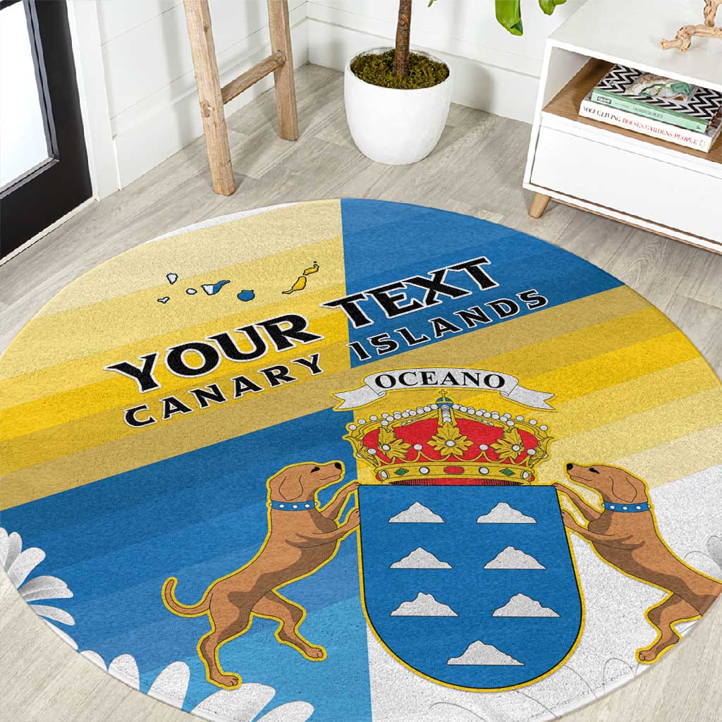 Personalized Canary Islands Round Carpet Coat Of Arms Argyranthemum Frutescens LT15